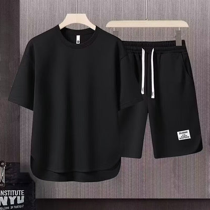 Heren Trainingspak – Relaxte Pasvorm – Ademend – T-Shirt met Korte Mouwen & Korte Broek