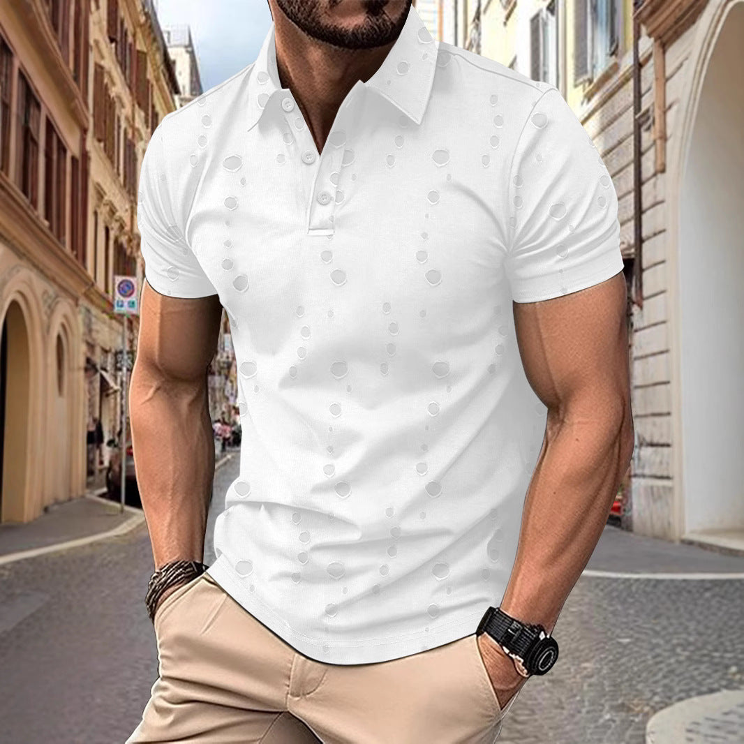 Heren Poloshirt – Slim Fit – Ademend Piqué – Korte Mouw – Subtiel Patroon