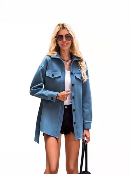 Dames Jas – Wol – Oversized Pasvorm – Lapel Kraag – Knoopsluiting – Borstzak