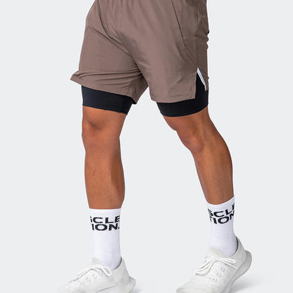 Heren Sportshort – Slanke Pasvorm – Ademend – Stretch Binnenbroek – Dubbele Laag