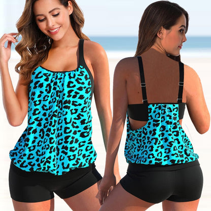 Dames Tankini Set – Blouson Top – Verstelbare Bandjes – Aansluitende Korts – Luchtige Stof