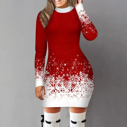 Rosalyne | Kerstjurk Met Sneeuwvlokken Print