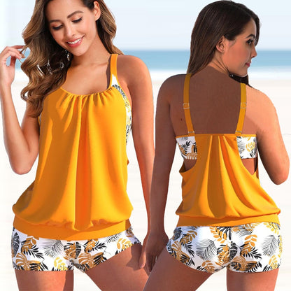 Dames Tankini Set – Blouson Top – Verstelbare Bandjes – Aansluitende Korts – Luchtige Stof