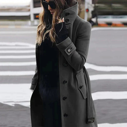 Edyta | Lange Trenchcoat Met Knopen