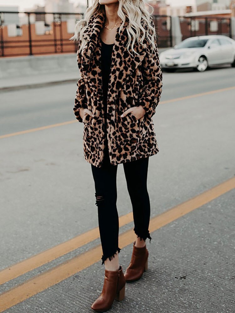 Dolica | Trendy Jas Met Luipaardprint