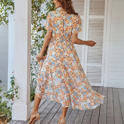 Dames Midi Jurk Bohemian | Bloemen Print