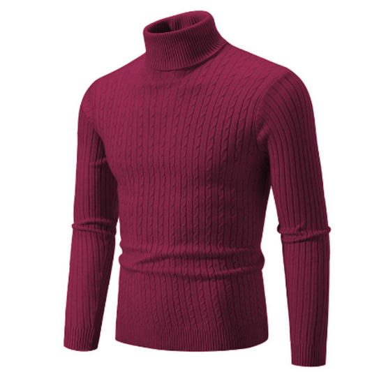 Heren Coltrui – Slim Fit – Wol Breisel – Kabelstructuur – Geribde Boorden