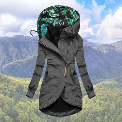 Corissa | Warme Jas met Printcapuchon