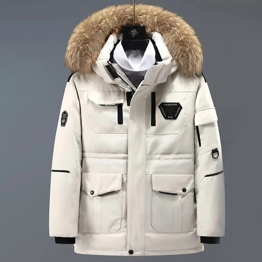 Heren parka jas – Winddicht – Afneembare capuchon – Imitatiebont – Meerdere zakken