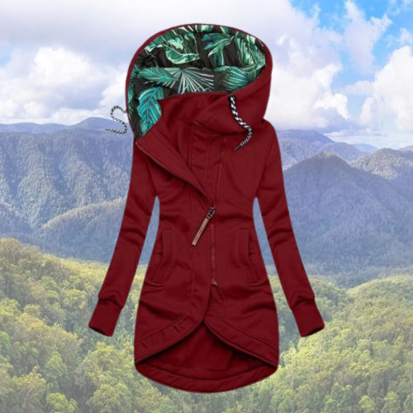 Corissa | Warme Jas met Printcapuchon