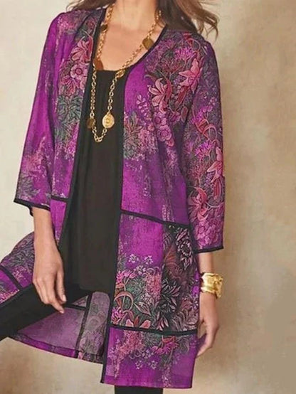 Dames Tuniek Blouse – Relaxed Fit – Sheer Ademend – 3/4 Mouw – Printdesign