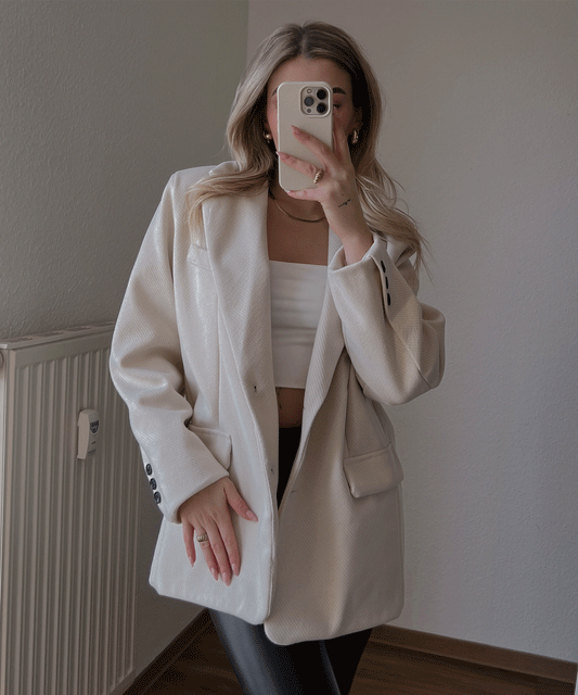 Vimala | Beige Oversized Casual Blazer