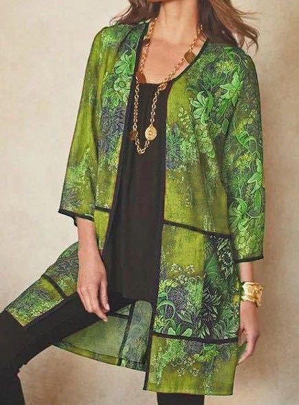 Dames Tuniek Blouse – Relaxed Fit – Sheer Ademend – 3/4 Mouw – Printdesign