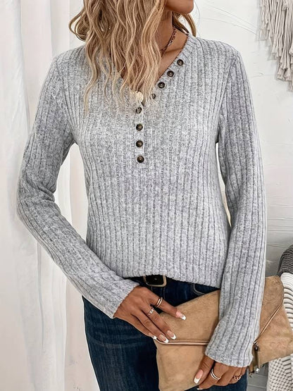 Rosa | Geribbelde V-hals Top