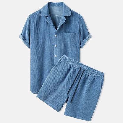 Heren set met shirt en korte broek – Relaxte Pasvorm – Ademend – Textuur casual stijl