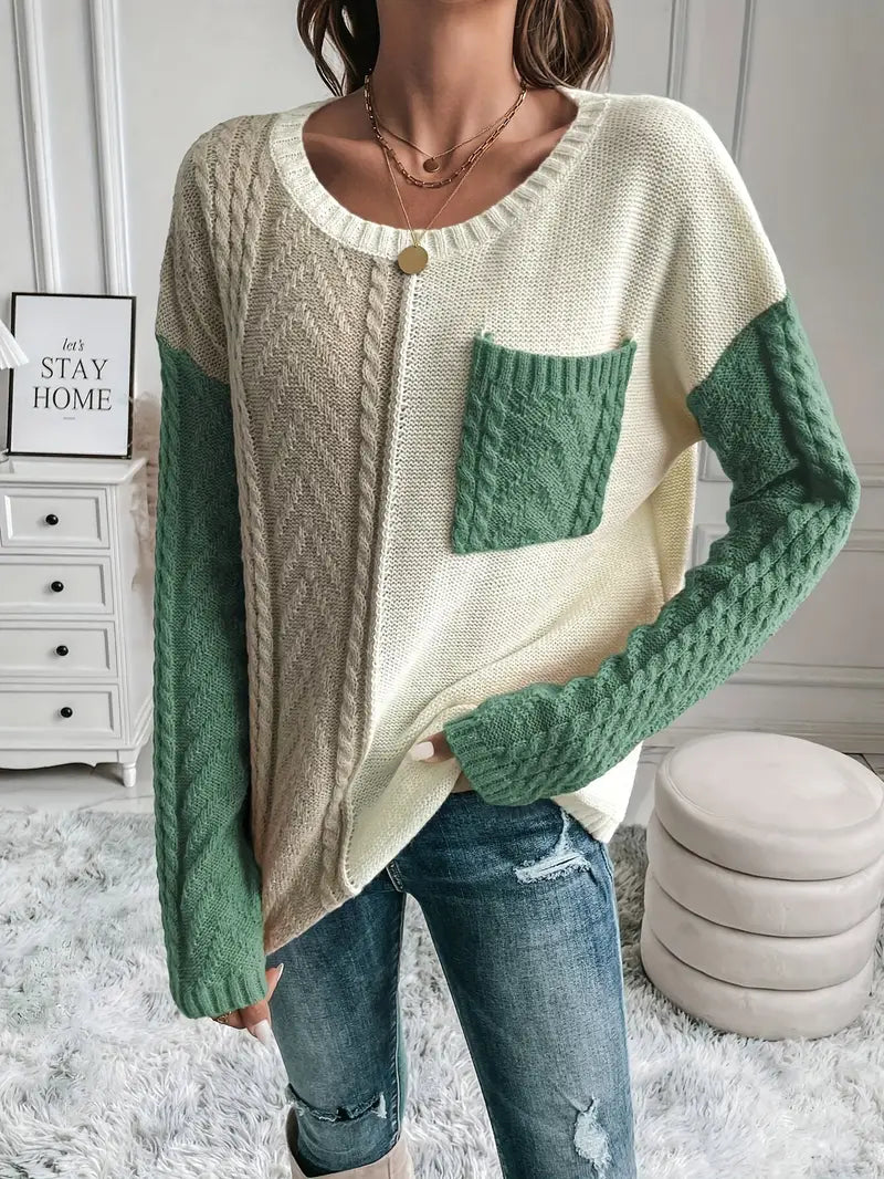 Alexa | Dames Gebreide Patchwork Trui