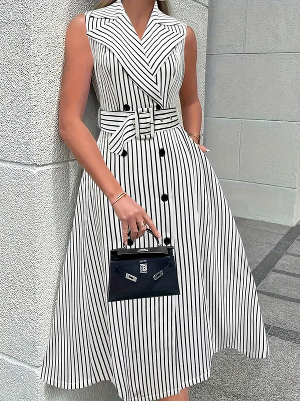Charissa | Elegante Mouwloze Gestreepte Jurk