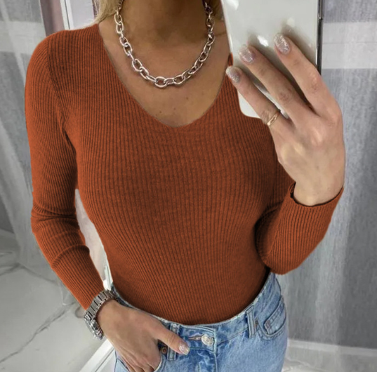 Marita | Gebreide V-hals Trui