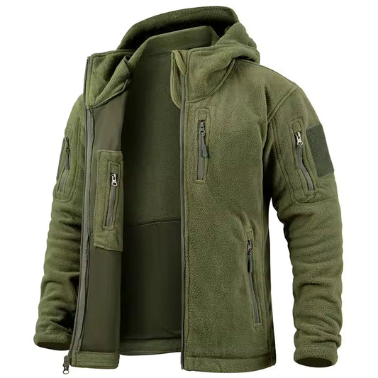 Heren Fleece Jas – Relaxed Fit – Capuchon – Volledige Rits – Functionele Zakken
