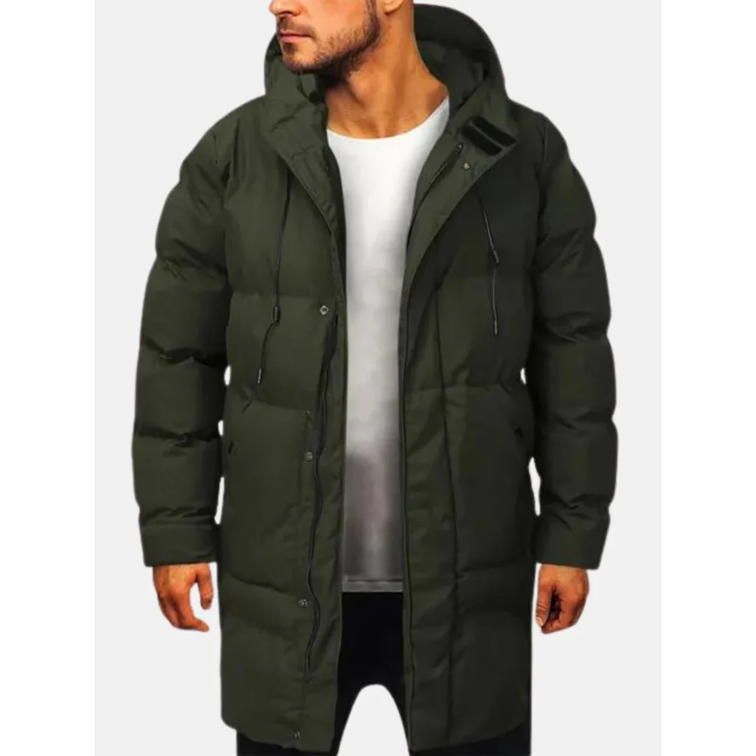 Heren Jas Gewatteerd – Regular Fit – Met Capuchon – Gevoerd Knie-Lengte Model