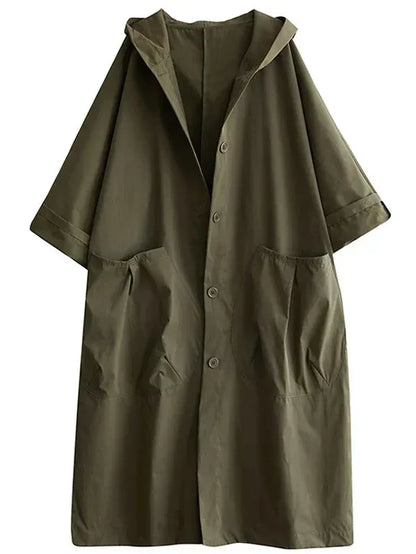 Dames trenchcoat – Oversized pasvorm – Waterdicht met capuchon – Lange casual stijl
