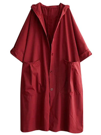 Dames trenchcoat – Oversized pasvorm – Waterdicht met capuchon – Lange casual stijl