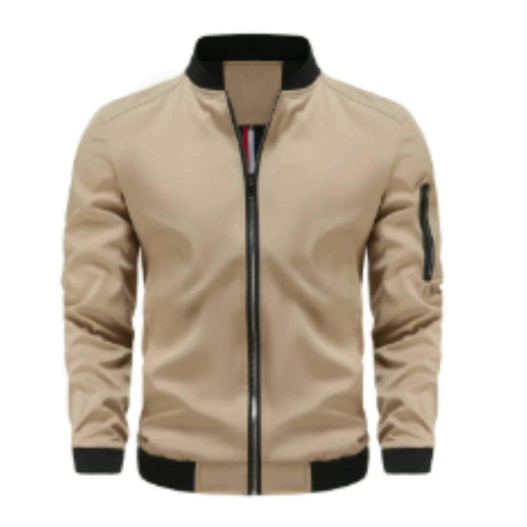 Heren bomberjack – Regular fit – Glanzend nylon look – Ritssluiting – Mouwzak