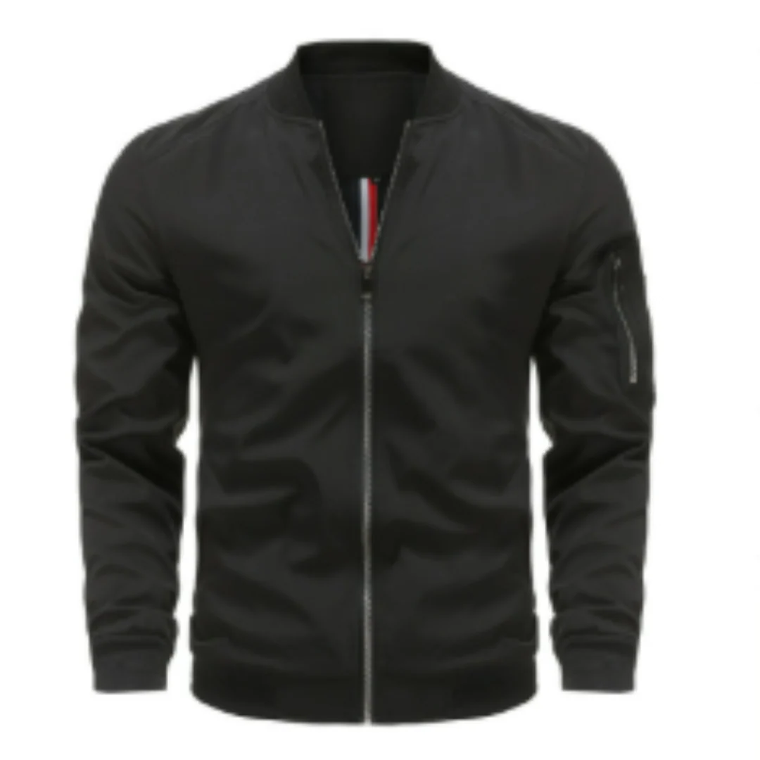 Heren bomberjack – Regular fit – Glanzend nylon look – Ritssluiting – Mouwzak