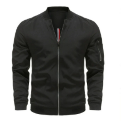 Heren bomberjack – Regular fit – Glanzend nylon look – Ritssluiting – Mouwzak