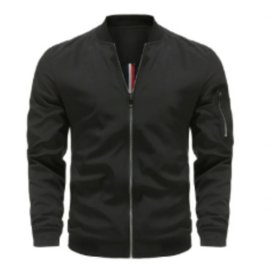 Heren bomberjack – Regular fit – Glanzend nylon look – Ritssluiting – Mouwzak