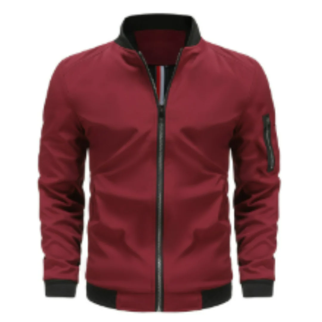 Heren bomberjack – Regular fit – Glanzend nylon look – Ritssluiting – Mouwzak