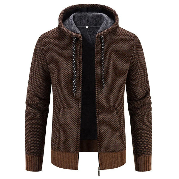 Heren Vest met Capuchon – Gebreid – Relaxte Pasvorm – Zacht Gevoerd – Ritssluiting