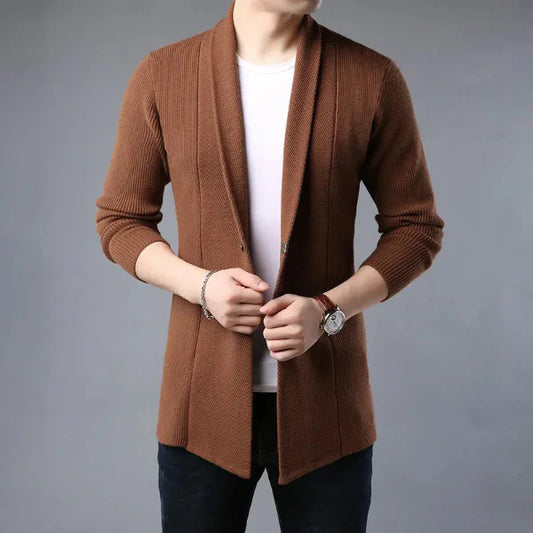 Heren Vest – Regular Fit – Wol – Open Voorzijde – Sjaalkraag – Geribbelde Textuur