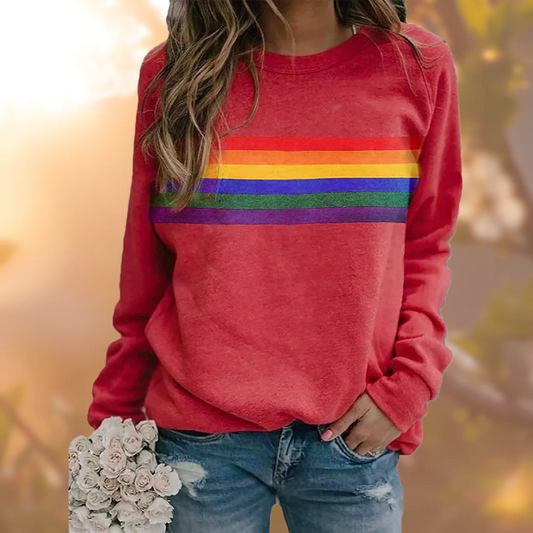Dames Pullover Trui – Losse Pasvorm – Zachte Knit – Lange Mouwen – Gestreept Design