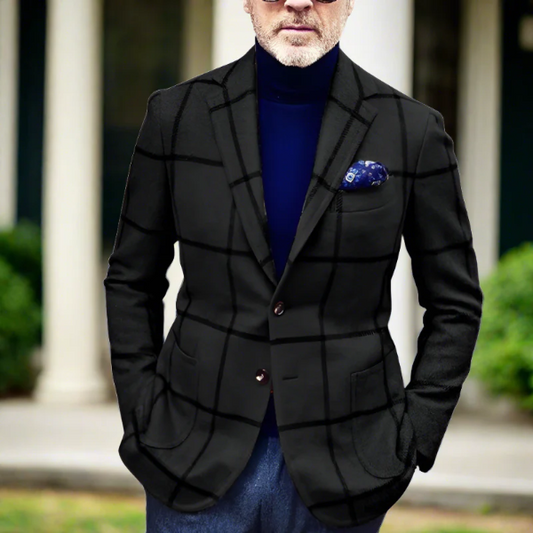 Heren Blazer – Tailored Fit – Wolmix – Ruitpatroon – Notch Revers – Formele Look