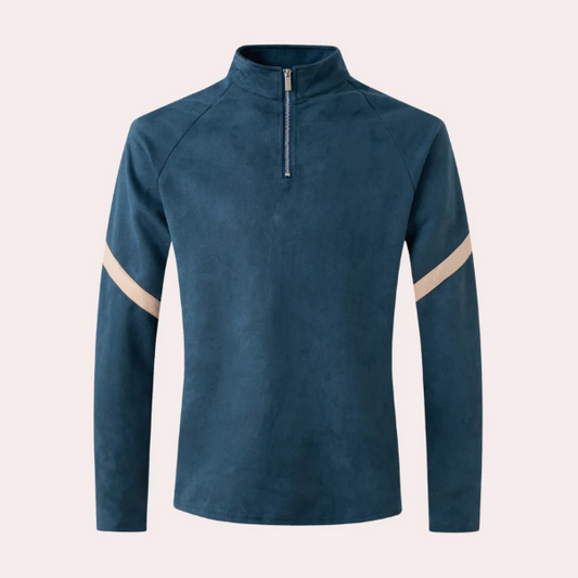 Heren Pullover – Wolmix – Relaxed Fit – Hoge Kraag Kwart Rits – Raglanmouwen