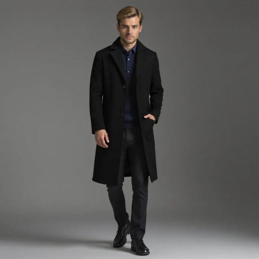 Heren Lange Jas – Tailored Fit – Wolmix – Single-Breasted – Formele Look