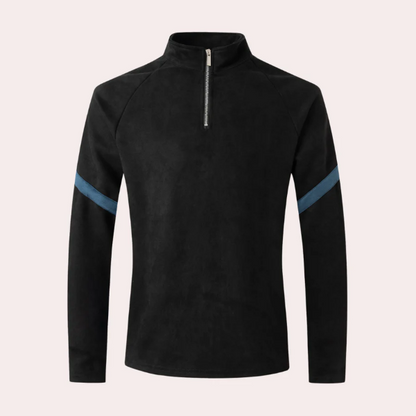 Heren Pullover – Wolmix – Relaxed Fit – Hoge Kraag Kwart Rits – Raglanmouwen