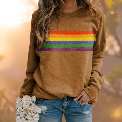 Dames Pullover Trui – Losse Pasvorm – Zachte Knit – Lange Mouwen – Gestreept Design