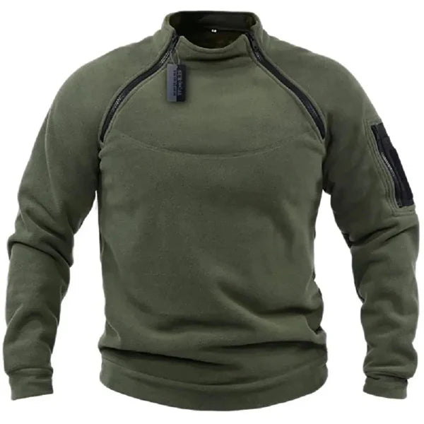 Heren Tactical Sweatshirt – Fleece – Regular Fit – Hoge Kraag – Mouwzak met Rits