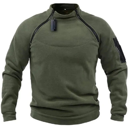 Heren Tactical Sweatshirt – Fleece – Regular Fit – Hoge Kraag – Mouwzak met Rits