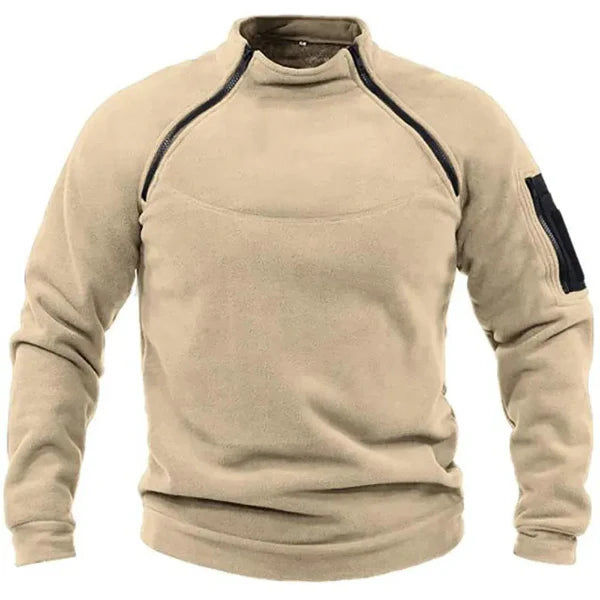 Heren Tactical Sweatshirt – Fleece – Regular Fit – Hoge Kraag – Mouwzak met Rits