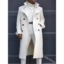Heren trenchcoat – wolmix – relaxed fit – double-breasted – middenlang model