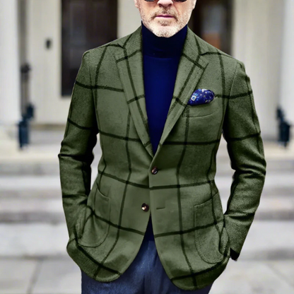 Heren Blazer – Tailored Fit – Wolmix – Ruitpatroon – Notch Revers – Formele Look