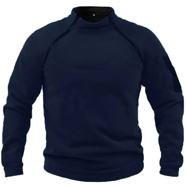 Heren Tactical Sweatshirt – Fleece – Regular Fit – Hoge Kraag – Mouwzak met Rits