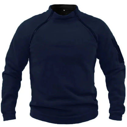 Heren Tactical Sweatshirt – Fleece – Regular Fit – Hoge Kraag – Mouwzak met Rits
