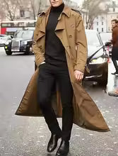 Heren trenchcoat – Getailleerde pasvorm – Dubbelrijige sluiting – Gevoerd met fleece – Met capuchon