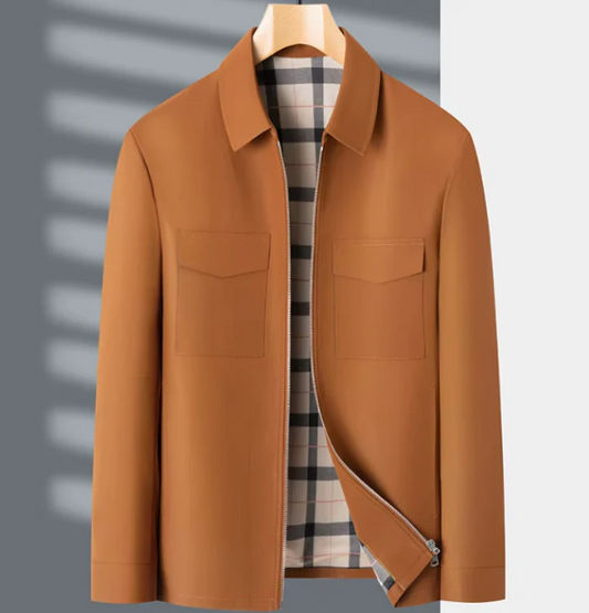 Herenjas – Slim Fit – Ademend Katoen – Heuplengte – Rits en Klepzakken