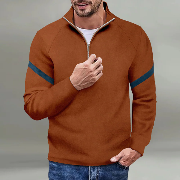 Heren Pullover – Wolmix – Relaxed Fit – Hoge Kraag Kwart Rits – Raglanmouwen
