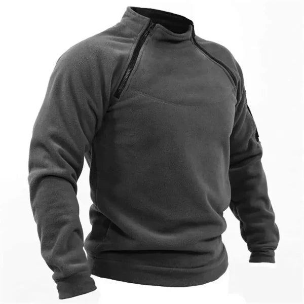 Heren Tactical Sweatshirt – Fleece – Regular Fit – Hoge Kraag – Mouwzak met Rits